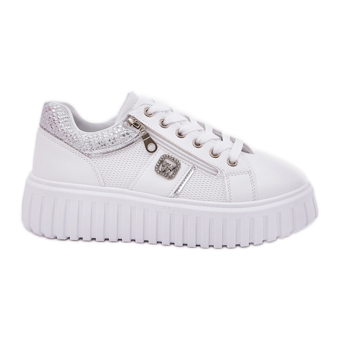 Chaussures de sport pour femmes sur plate-forme avec blanc en cuir écologique blanche