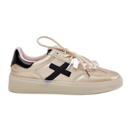 Chaussures de sport féminines basses dorées