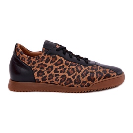 Chaussures de sport en cuir féminine à l'imprimé léopard Laura Messi 2935 Brown brun Chaussures de sport en cuir féminine à l'imprimé léopard Laura Messi 2935 Brown brun