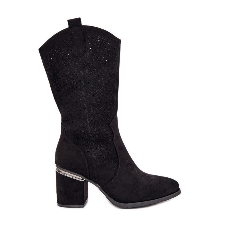 S.Barski Bottes ouvertes Cowboy à moitié mollet S. Barski Hy51-238 Black le noir