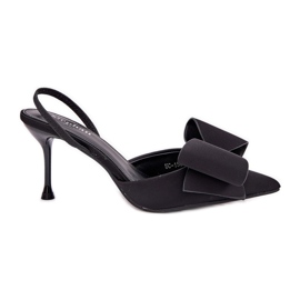 Talons hauts avec des talons nus et un arc noir le noir