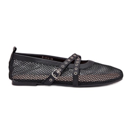 Ballerines plates avec rayures noires le noir