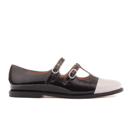 Marco Shoes Ballerines pour femmes peintes avec un orteil blanc le noir Marco Shoes Ballerines pour femmes peintes avec un orteil blanc le noir