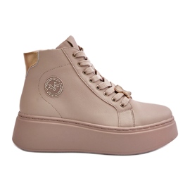 Baskets hautes en cuir pour femmes sur la plateforme Vinceza 66707 Beige Baskets hautes en cuir pour femmes sur la plateforme Vinceza 66707 Beige