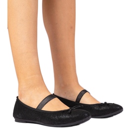 Ballerinas pour femmes noires avec un arc sur un groupe élastique