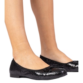 Ballerines paillettes noires avec un arc le noir