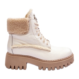 Bottes en cuir en cuir des femmes Bottes crème LeMar blanc