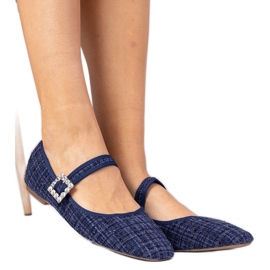 Ballerines féminines bleu marine avec une boucle et un criciliki