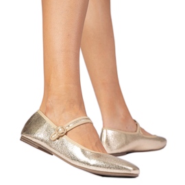 Ballerines féminines dorées avec zircons