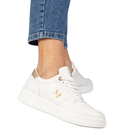 Baskets féminines beige avec brocart doré