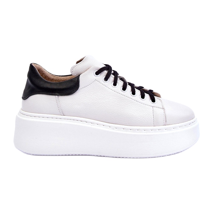 Lemar Chaussures de sport en cuir féminin sur la plate-forme blanche