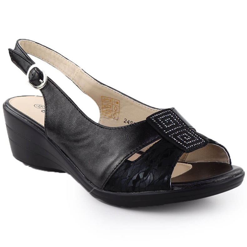 Sandales féminines sur les cales Black Evento 7028 le noir