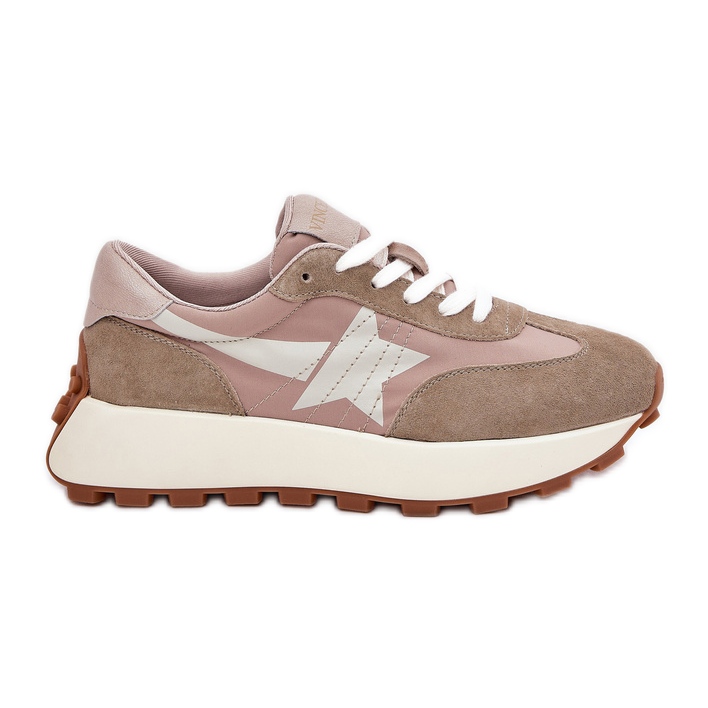 Chaussures de sport en daim féminin sur le beige Vinceza 66720