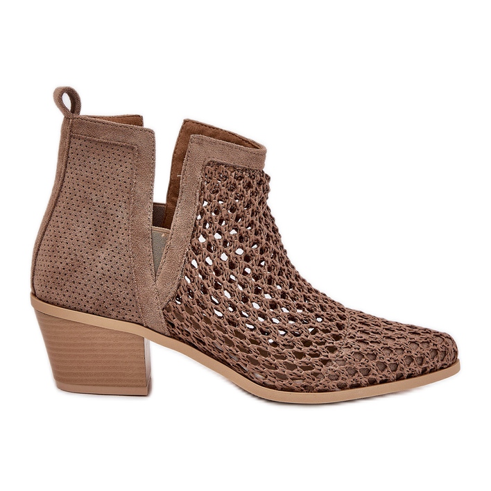 Talons hauts pour femmes avec les découpes et tresse kaki beige Talons hauts pour femmes avec les découpes et tresse kaki beige