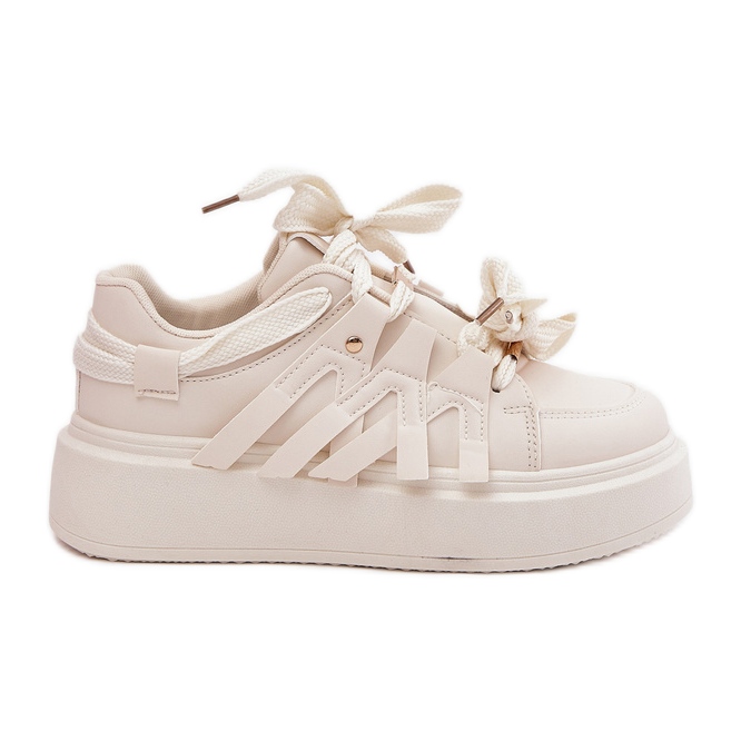 Baskets en cuir eco sur la plate-forme beige