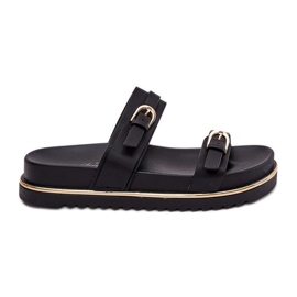 Smooth Women's Slippers sur la plate-forme avec des rayures et des pinces noires