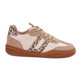 Baskets féminines avec un léopard de l'éco beige