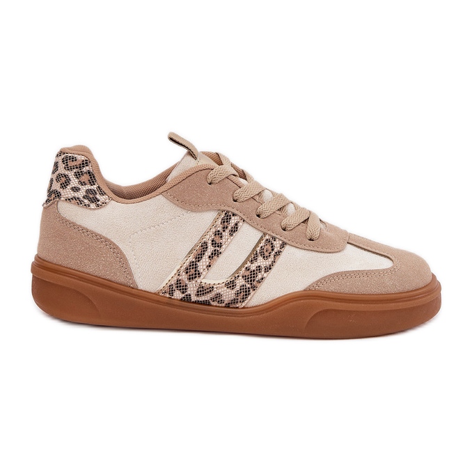 Baskets féminines avec un léopard de l'éco beige