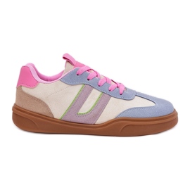Sneakers pour femmes avec éco en daim multicolore beige