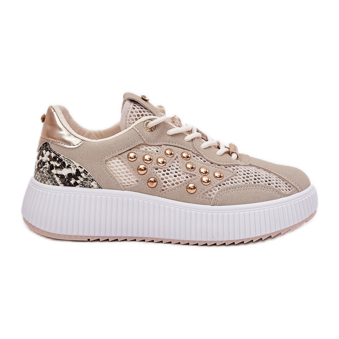 Chaussures de sport pour femmes avec maille et étalons beige