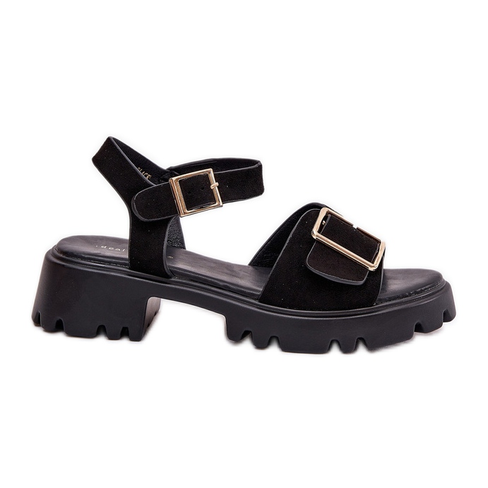 Sandales féminines en daim eco avec une pince noire le noir