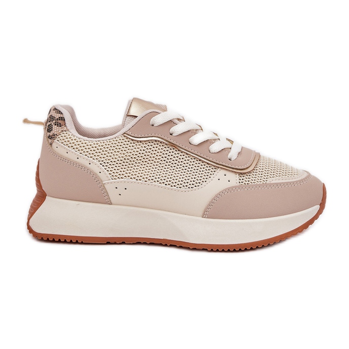 Chaussures de sport pour femmes avec un maillage sur la plate-forme beige