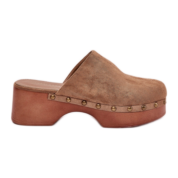 Clogs Flip Flip -flops avec des goujons en daim Eco Camel brun