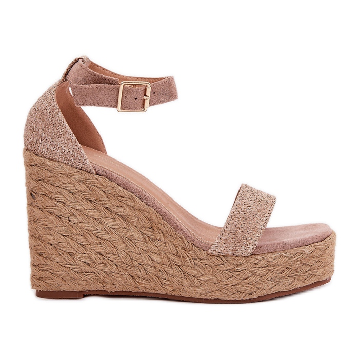 Sandales féminines pour coin avec une tresse kaki beige