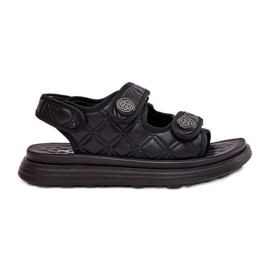 Sandales féminines avec des détails décoratifs en velcro noir