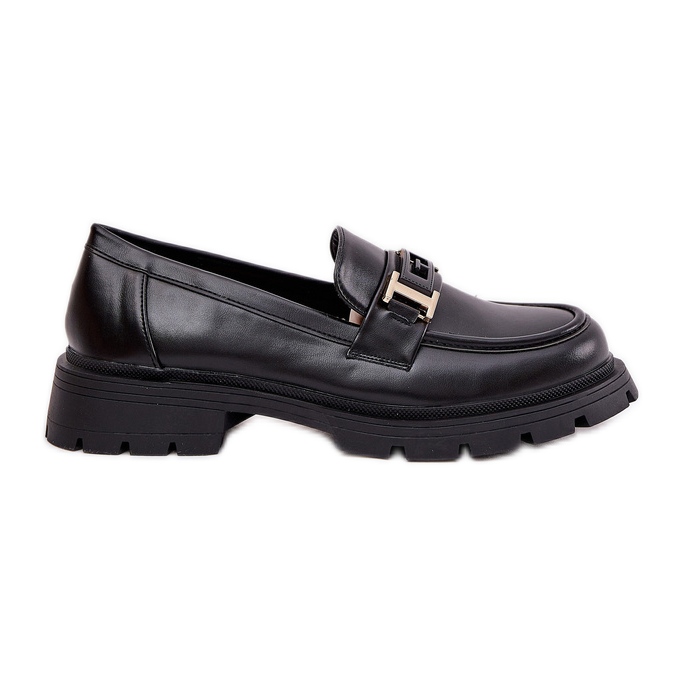 Mocassins féminins avec noir en cuir écologique le noir