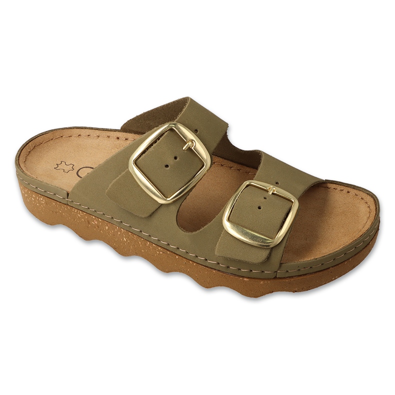 Befado Béfado en cuir féminin Slippers 179d007 Green vert