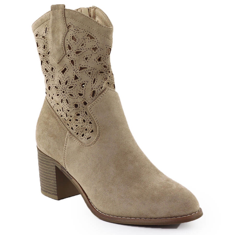 Bottes ouvertes pour femmes Suede beige S.Barski HY51-125