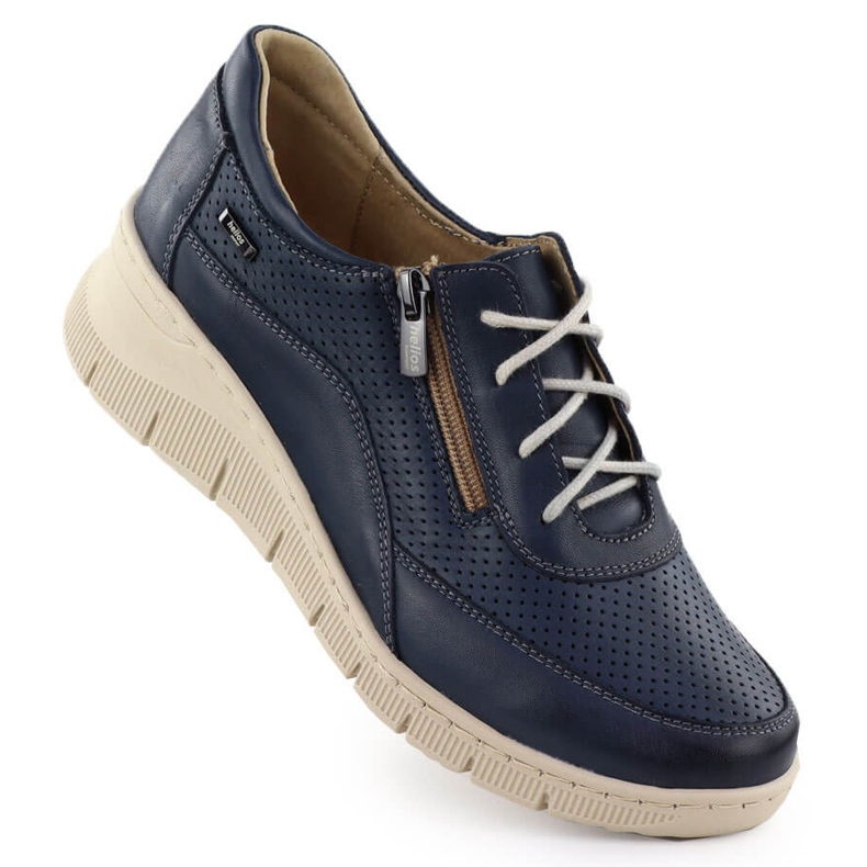 Helios Chaussures en cuir pour femmes pour Hélios bleu marine perforé 427