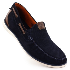 Mocassins en cuir féminin confortable Bugatti bleu marine RR153018 Mocassins en cuir féminin confortable Bugatti bleu marine RR153018