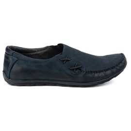Olivier Chaussures pour hommes mocassins en cuir insérés au bleu marine 306Kz