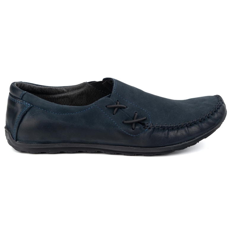 Olivier Chaussures pour hommes mocassins en cuir insérés au bleu marine 306Kz
