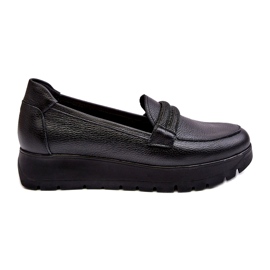 Chaussures en cuir sur la plate-forme avec un ornement noir Lemar