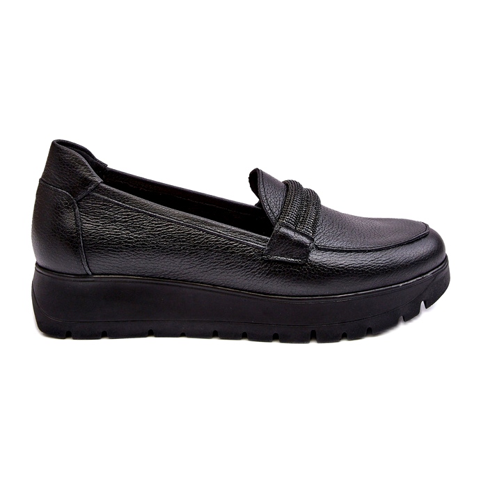 Chaussures en cuir sur la plate-forme avec un ornement noir Lemar le noir