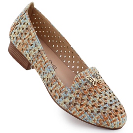 Chaussures ouvertes pour femmes avec talons bas Beige M. Daszyński SA222-3