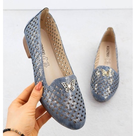 Chaussures ouvertes pour femmes avec talons bas bleu M. Daszyński SA222-3