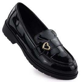 S.Barski Moccasins Chaussures laquées pour femmes noir S. Barski Hy51-379