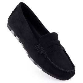 Mocassins Femme Black Evento 7673 Chaussures en daim pour femmes le noir