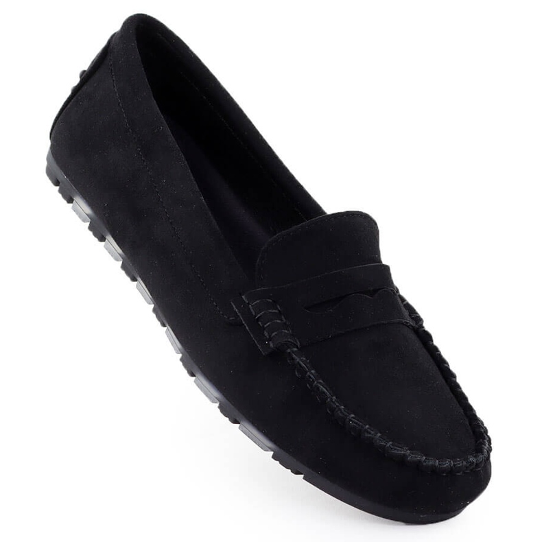 Mocassins Femme Black Evento 7673 Chaussures en daim pour femmes le noir