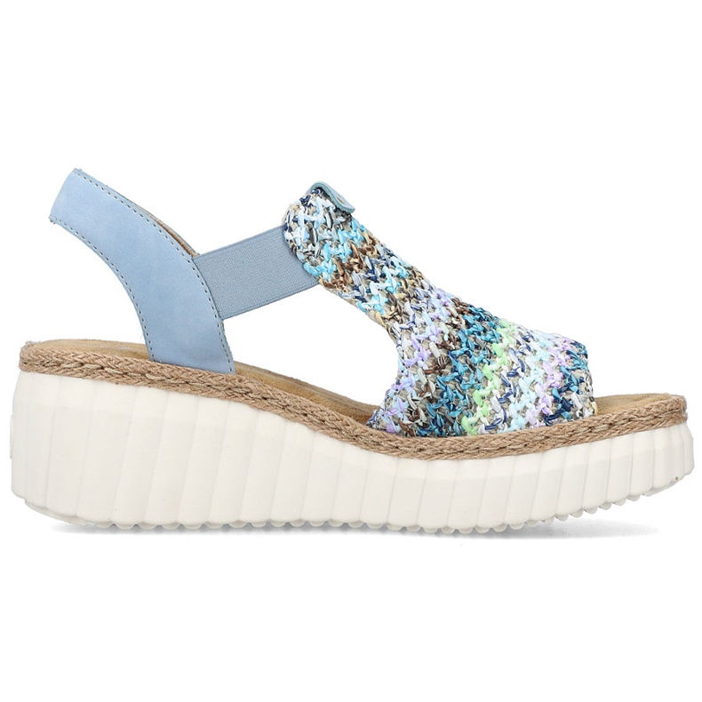 Rieker Women's Sandals Leather Blue Insert bleu Rieker Women's Sandals Leather Blue Insert bleu