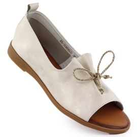 Cambell Chaussures en cuir avec doigts nus Golden Camell SZ00656 doré