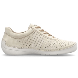 Chaussures en cuir pour femmes perforées beige Rieker 52546-60