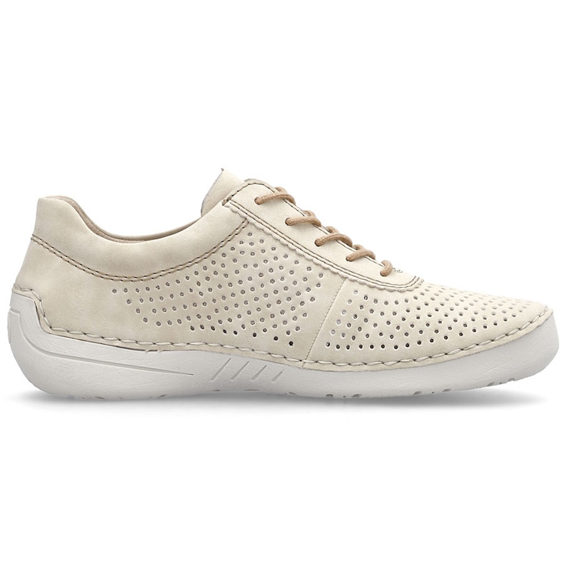 Chaussures en cuir pour femmes perforées beige Rieker 52546-60