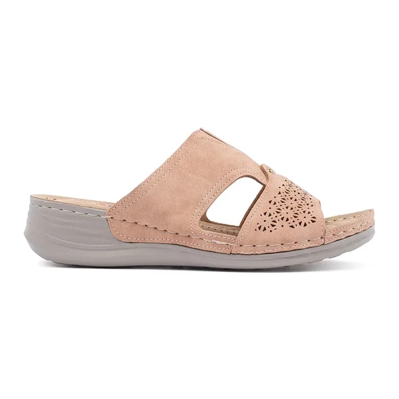 Pantoufles sur une poudre de coin bas rose