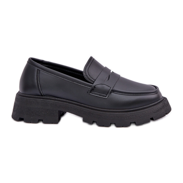 Mocassins féminins avec noir en cuir écologique le noir