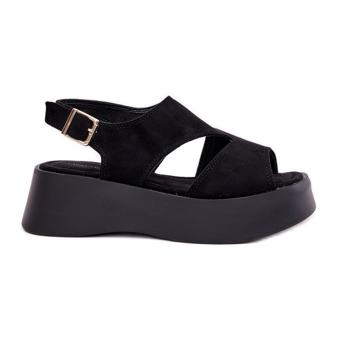 Sandales féminines sur la plate-forme Eco Suede noir le noir